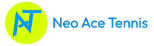 Neo Ace Tennis logo featuring a blue NAT monogram inside a bright tennis ball-colored circle. Transparent background.